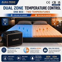 Surmatelas intelligent AuraPrime à contrôle de température, système de refroidissement et de chauffage à double zone pour un sommeil optimal toute l'année