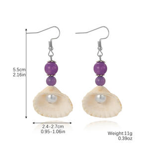 Boucles d'oreilles océan boucles d'oreilles coquille de pierre naturelle ensemble boucles d'oreilles coquille perle - Product Image 4