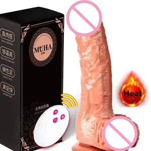 LUFILUFI Pênis Artificial controle remoto sem fio aquecimento retrátil masturbador feminino vibrador adulto brinquedos sexuais