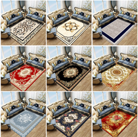 Custom Velvet Yellow Beige Floral Area Rug Printed Non Slip Soft Floor Mat Living Room Carpet Classic European Home Decor Large