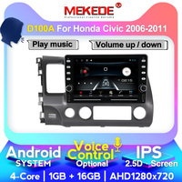 MEKEDE-D Android 9 4Core 1G + 16G Voiture Audio Vidéo Lecteur DVD Pour Civic 2006 2007 2008 2009 2010 2011 WIFI GPS Radio Stéréo BT 4G