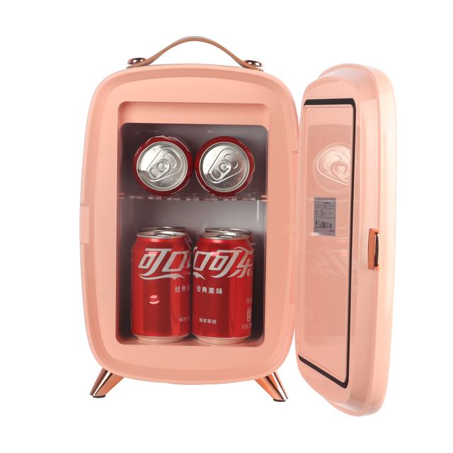 New Model 6 Liter Pink Colorful Custom Portable Home Cute Mirror LED Light Glass Door  Beauty Cosmetic Skincare Mini Fridge