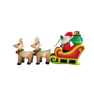 Luces <span class=keywords><strong>LED</strong></span> Decorativas para Fiestas Familiares al Aire Libre, Inflable Navideño <span class=keywords><strong>de</strong></span> Santa Claus Sentado en un Trineo con 2 Renos - Product Image 2