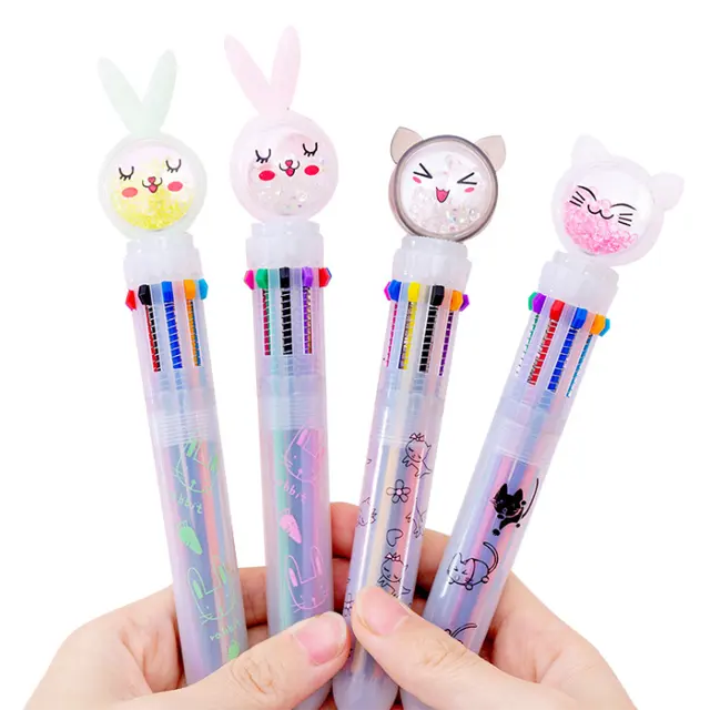 Lindo gato multi colores prensa estudiantil se atómica bolígrafo para niños