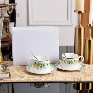 Tasse à café et soucoupe en porcelaine fine de la série Muguet de haute qualité, style anglais de luxe léger, pour le thé de l'après-midi, avec mug - Product Image 4