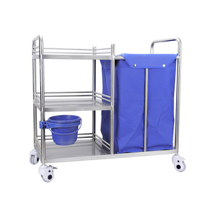 Chariot de soins à trois niveaux pour hôpital, chariot à déchets en acier inoxydable couramment utilisé - Product Image 1