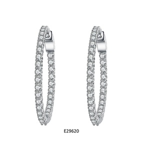 Thời Trang Sáng Bóng CZ Bông Tai Hoop Lớn Cho Phụ Nữ Vòng Tròn Bông Tai Hoop Trang Sức - Product Image 3