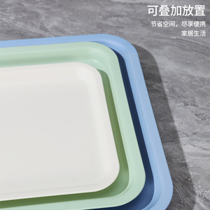 Bandeja Rectangular de Plástico Blanca de Color Sólido para Servir Alimentos y Té, Uso en el Hogar, Cocina y Exteriores - Product Image 5
