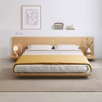 Lit Tatami Japonais en Bois à Plateforme Flottante, Cadre de Lit Basse avec Rangement, Tailles Queen et King, Meuble de Chambre à Coucher – Vente en Gros