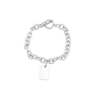 Pulsera de Cadena Gruesa con Colgante Cuadrado de Diseño Sencillo 2026, de Acero de Titanio, Unisex, Joyería al por Mayor, de Moda - Product Image 6
