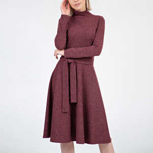 High Quality Fashion Style <strong>Dresses</strong> Women Ladies Knitted Full Sleeve Midi Length a Line <strong>Dresses</strong> Women Lady Elegant Woman Clothes - Product Image 1