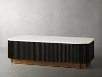 Table basse Finnley en bois massif rectangulaire avec plateau en marbre, design moderne pour salon, par HJ HOME