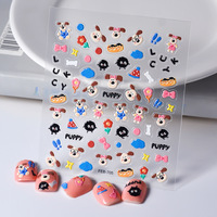 Autocollants pour ongles 5D en relief motif chiot de dessin animé et fleur, adhésifs, pour nail art DIY, vente en gros, directement de l'usine TSZS