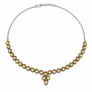 Collier en argent sterling 925 plaqué rhodium avec topaze dorée pour femmes - Product Image 6