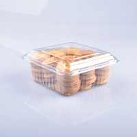 Boîte d'emballage carrée jetable en PET recyclable pour biscuits, transparente, en plastique, pour pâtisserie, gâteaux