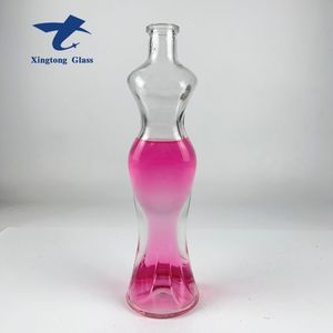 Botella de vidrio para bebidas en forma de cuerpo para mujer elegante de <span class=keywords><strong>California</strong></span> de diseño único con tapa de corcho de madera para vodka, whisky, Ginebra, vino, <span class=keywords><strong>licores</strong></span> - Product Image 2