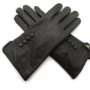 Guantes de Piel de Oveja Azules hasta la Muñeca, Estilo Sencillo, Sin Forro, Diseño Térmico para Uso Diario, Invierno, Casual - Product Image 4