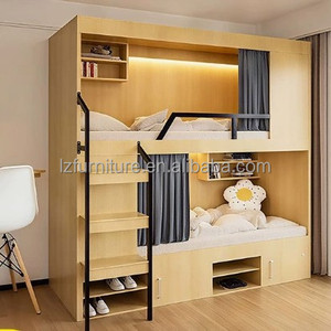 Modern King-Size Solid Oak Wood Capsule Bed Melamine Panel for Hotel School Dormitory Hostel Hospital Use-Customizable Color - Product Image 3