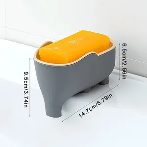 Boîte à Savon NOUVELLE Double Couche Moderne en Plastique Écologique Créative Mignonne en Forme d'Éléphant Étanche avec Égouttoir Accessoires de Cuisine et Salle de Bain - Product Image 6