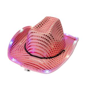 <span class=keywords><strong>Chapeau</strong></span> <span class=keywords><strong>de</strong></span> cowboy occidental lumineux à LED personnalisé, performance scénique colorée, festival <span class=keywords><strong>de</strong></span> <span class=keywords><strong>Noël</strong></span>, fête, rose scintillant, EVA, voyage, pêche - Product Image 5