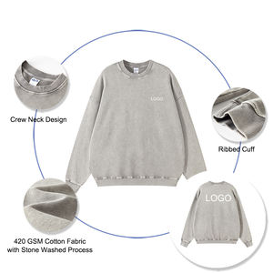 เสื้อสเวตเตอร์คอกลมแบบสวมหัวผ้าบาติกแฟชั่น420กรัมเสื้อสเวตเตอร์ฝรั่งเศสน้ำหนักมากใส่ได้ทั้งชายและหญิง - Product Image 2