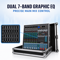 Table de mixage amplifiée 8 canaux EP-8ant 600W avec amplificateur de puissance 600W x2, étui de transport, égaliseur 6 bandes, 24 DSP, USB, Bluetooth, alimentation fantôme 48V pour scène live et église