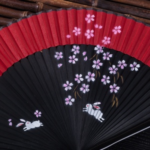 Éventail pliant en bambou de style chinois, grand éventail rouge, artisanal, peint à l'encre, pour la danse classique, collection été 2026 pour femmes - Product Image 4