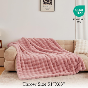 Chăn lông giả mềm mại, ấm áp, kiểu dáng bông xốp, chăn lông thỏ bông xốp lớn, chăn lông giả mềm mại - Product Image 4