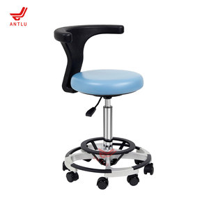Silla <span class=keywords><strong>de</strong></span> Hospital Redonda Azul AntluPlus, Silla Dental con Reposapiés Ajustable para Clínica Profesional - Product Image 1