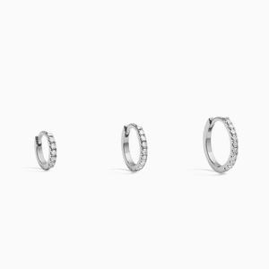 Gemnel थोक सोने के गहने 925 स्टर्लिंग चांदी 8mm/10mm/12mm हीरा huggie घेरा कान की बाली - Product Image 6