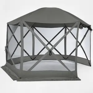 Nuovo design 210D tenda da campeggio Oxford Glamping esterno impermeabile parasole di lusso Pop-up a 6 lati tenda anti-zanzara