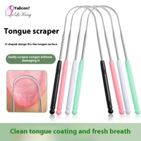 Lot de 3 gratte-langue en acier inoxydable en forme de U, couleurs variées, brosse de nettoyage de la langue, écologique, pour hygiène buccale à domicile