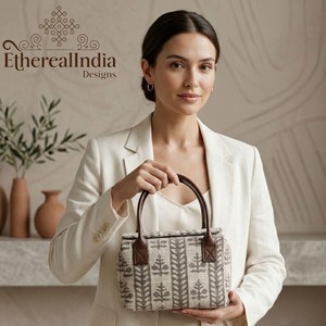 <b>Boho</b> Geometric Jacquard Tote Bag Woven Ethnic Shoulder Bag Leatherette Strap Tribal Handbag - Product Image 1