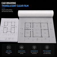 Película de Dibujo PET Mate de Doble Cara, 75 Micras, Impermeable, Translúcida, para Impresora de Inyección de Tinta, para Dibujo de Ingeniería CAD
