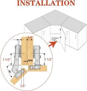תמבי 1 זוג 45 מעלות קרוב ארון פינה צירים פינת חציצות נירוסטה הידראולי מזגנים מטבח ארונות - Product Image 4