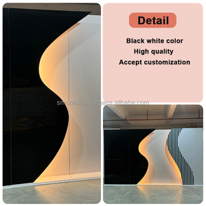 ฉากหลังงานแต่งงานอะคริลิคสีดำขาว สไตล์ใหม่หรูหรา พร้อมไฟ LED ฉากหลังอะคริลิค PVC - Product Image 4