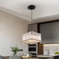 Lustre Suspendu en Cristal pour Décoration Intérieure, Douille E27 E26, avec Câble Réglable de 100 cm, Noir, pour Îlot de Cuisine, Chambre et Chevet