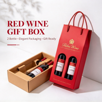 Boîte en carton ondulé personnalisée pour 2 bouteilles de vin, boîte cadeau de luxe en papier pour vin, boîte de transport pour anniversaire, cadeau de vin