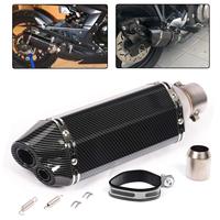 Silencieux d'échappement universel en acier inoxydable de 14,6 pouces pour motos, double sortie, motif carbone, entrée de 2 pouces (38-51 mm), soudage