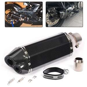 Silenciador de escape universal de acero inoxidable de 14.6 pulgadas para motocicletas, doble salida, patrón de carbono, entrada de 2 pulgadas (38-51 mm), soldado - Product Image 6