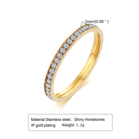 Bague en acier inoxydable de 2 mm avec zircon, style luxe léger et haut de gamme, bague tendance et minimaliste pour couple