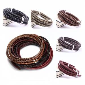 Cordon en cuir tressé authentique de style vintage et rétro, rond, de 3 mm, 4 mm, 5 mm, 6 mm, 8 mm, pour la fabrication de bijoux (vente en gros) - Product Image 1