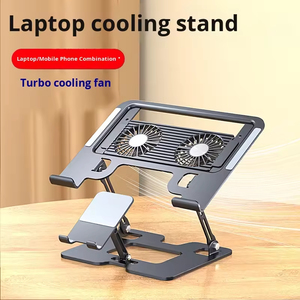 Huyo <b>Laptop</b> Mobile Phone Dual-use Carbon Steel <b>Foldable</b> Cooling Stand with Fan Silent Gaming Heightening Air-cooling - Product Image 1