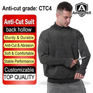 Suéter de Seguridad Gris Anticorte, Corte Regular, Ropa de Trabajo con Protección para Cuello y Manos - Product Image 5