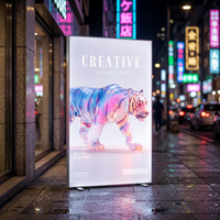 Boîte à lumière SEG verticale standard JY-TF80 1000x2000mm, LED haute luminosité, connexion filaire, cadre en aluminium, résistant aux intempéries, sans outil