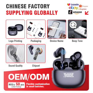 Écouteurs sans fil intra-auriculaires OEM ODM A8 Sport BT5.3 avec réduction de bruit ENC, son HIFI, affichage LED, étui de chargement, logo personnalisé, vente en gros, écouteurs IA - Product Image 2