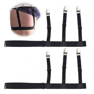 2 Piezas Unisex de Negocios Ajustables Sujetadores de Camisa con Hebillas de Clip Elásticas para Pierna y Muslo, Sujetadores de Camisa Metálicos - Product Image 3