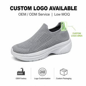 Chaussures de sport décontractées pour femmes grandes tailles, respirantes, en tissu extensible, avec semelle coussinée légère, faciles à enfiler, pour la marche quotidienne - Product Image 1