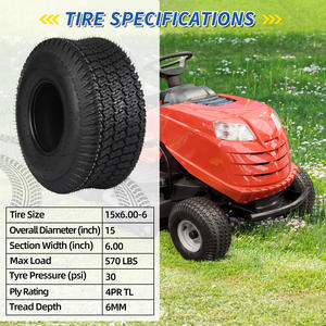 15x6.00-6 çim biçme makinesi Tubeless lastik, 15x6-6 bahçe traktörü çim biçme makinesi lastiği, 4 kat, çim S desen - Product Image 6