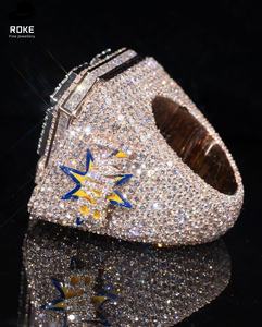 Anillo de Hip Hop Personalizado con Diamantes de Laboratorio VVS Icy Mosaic, Oro Rosa de 9K-18K, Anillo con Letra de Campeonato, Pasa el Test de Diamantes - Product Image 2